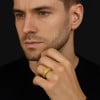 M Bague personnalisee anneau homme acier motif relief