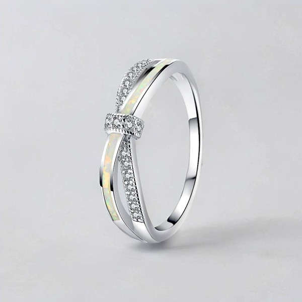 Zilveren rhodium opaal zirkonium oneindigheidsring