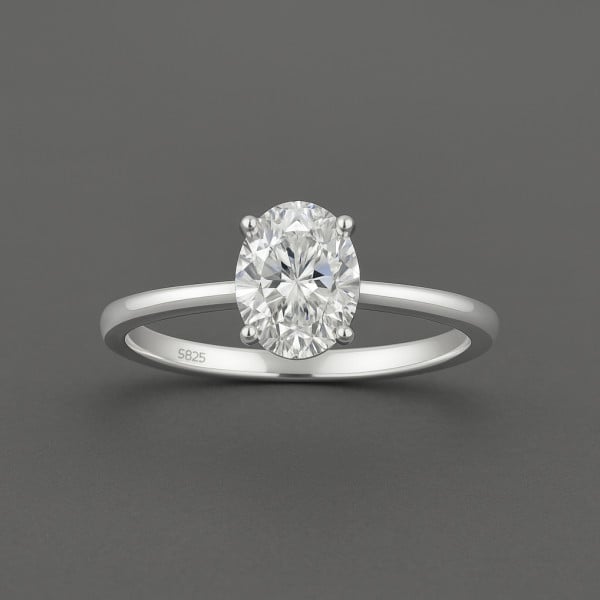 Bague solitaire personnalisable argent 925 – Zircon ovale
