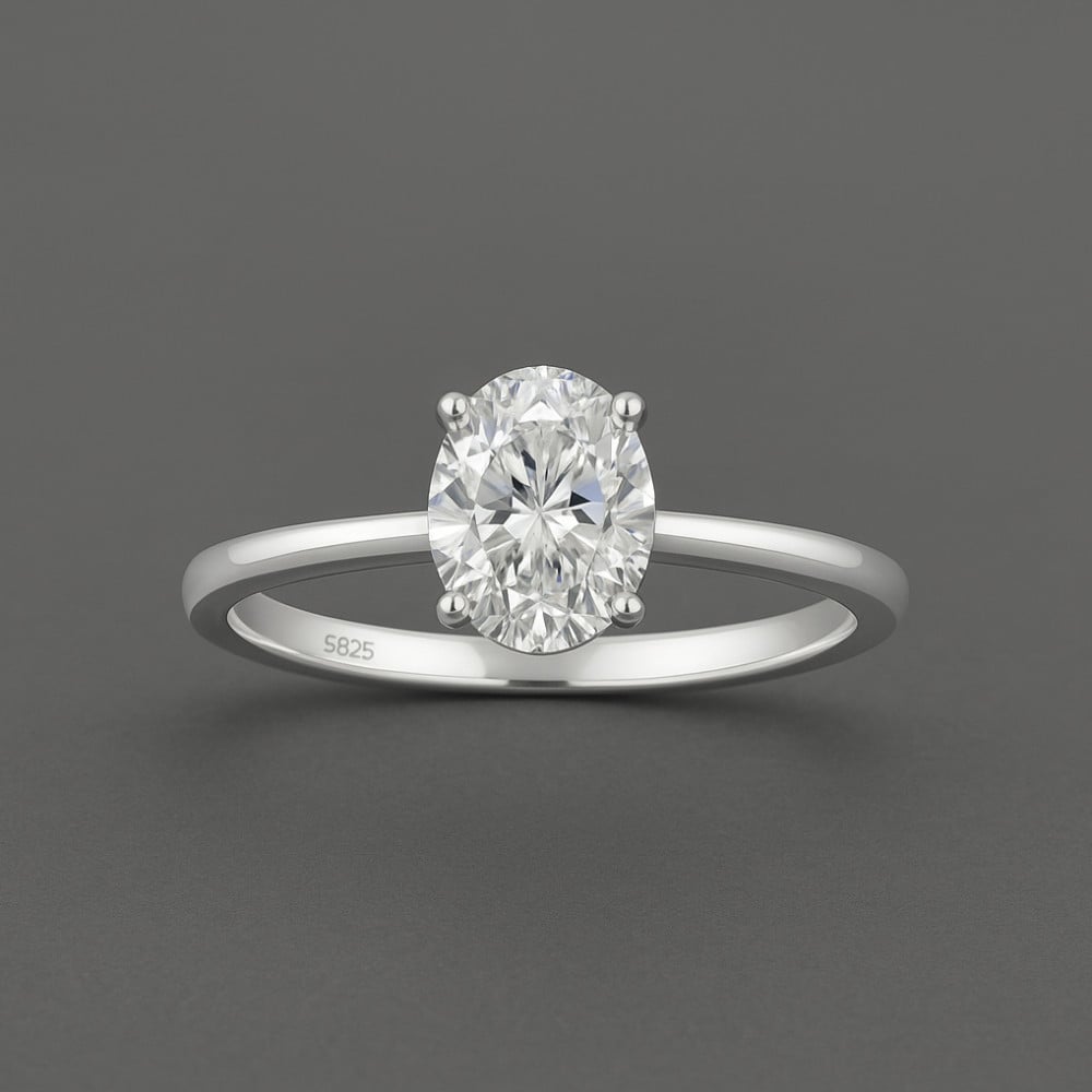 M Bague femme argent zircon ovale