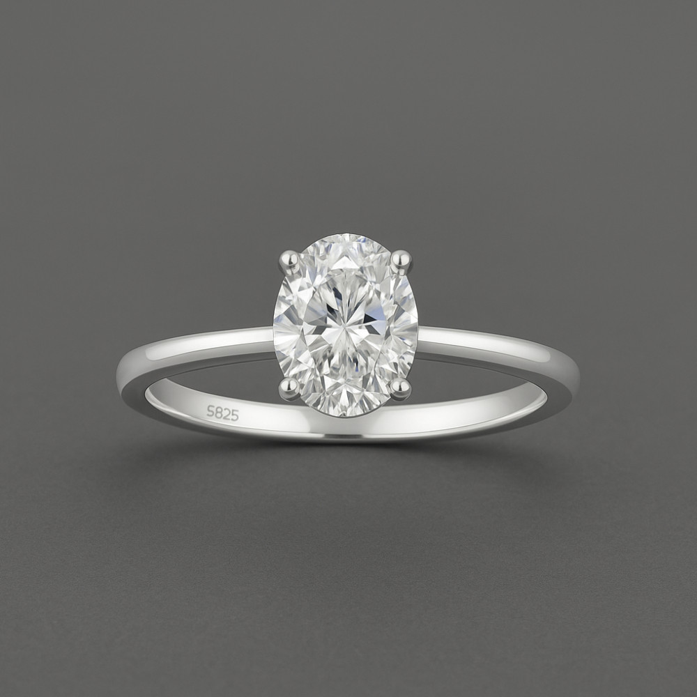M Bague femme argent zircon ovale