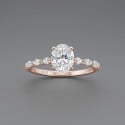 Pavé Solitaire Ring in 925 Sterling Silver – Oval Zircon and Custom Engraving