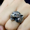 Bague argent homme chevaliere ouverte tete de loup