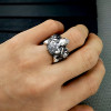 Bague argent homme chevaliere ouverte tete de loup