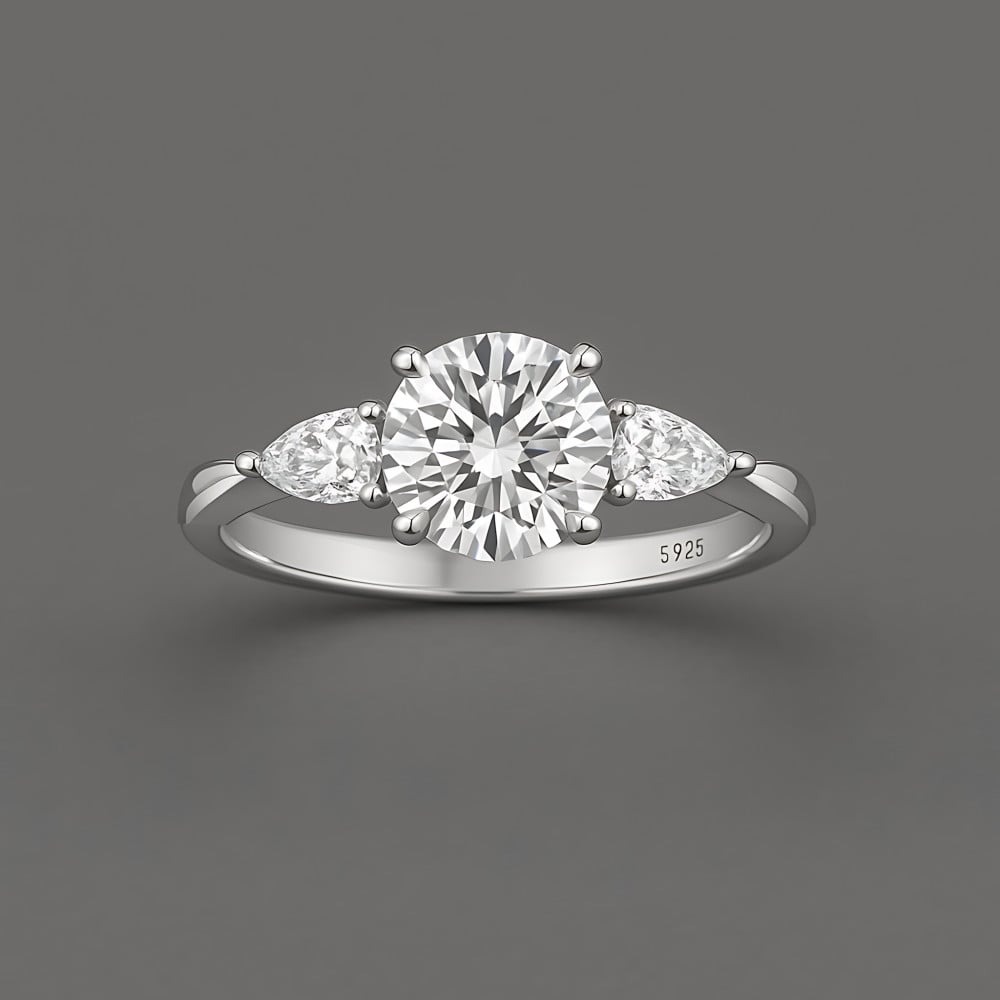 Bague de fiançailles moissanite argent