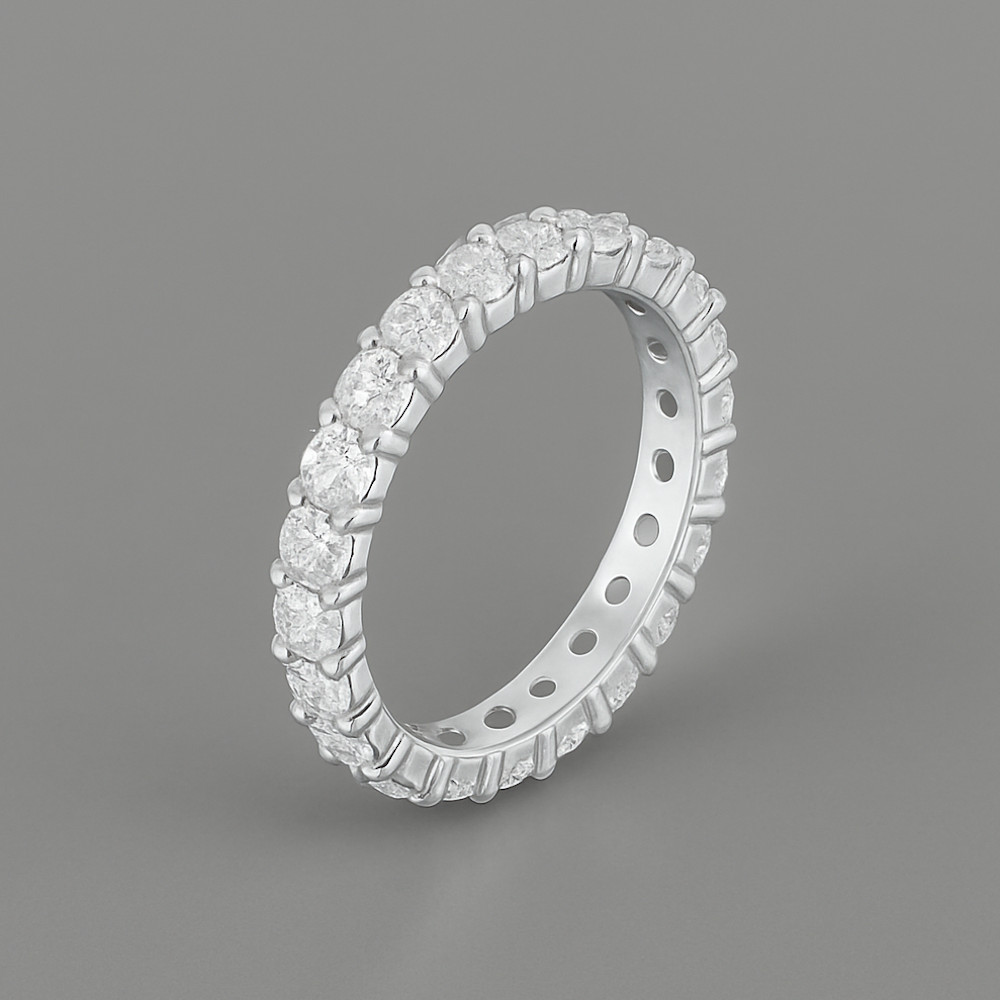 M Bague anneau argent ligne zircons