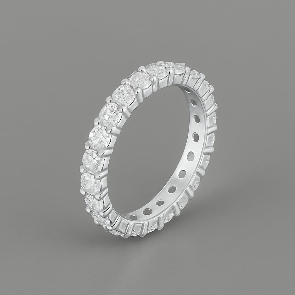 Bague anneau argent ligne zircons