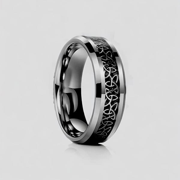 Bague personnalisee alliance tungstene noeud celtique