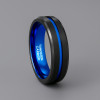 6mm Bague homme tungstene rainure central ligne bleue personnalisable