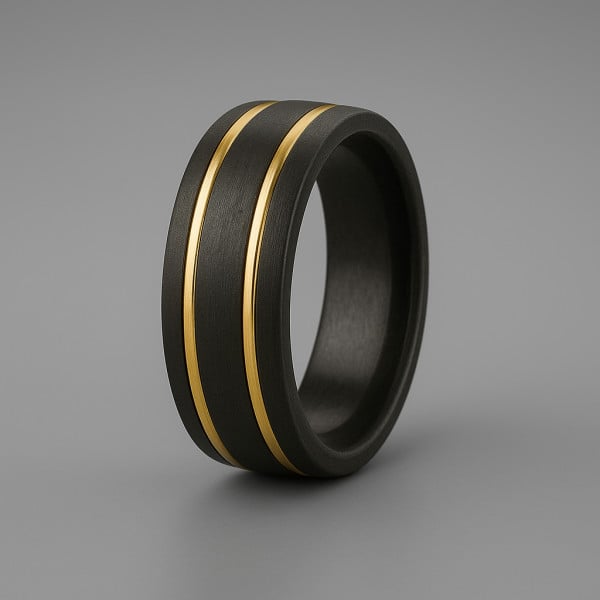Bague personnalisee homme tungstene dome rainure mat brosse