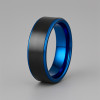 Bague personnalisee tungstene homme finition brosse noir bleu