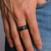Bague de mariage tungstène noire rainurée (Dupliqué)