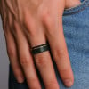Bague de mariage tungstène noire rainurée (Dupliqué)
