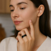 Bague ceramique noire matte brossee anneau personnalisable homme femme