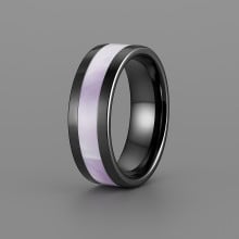 Bague de mariage en céramique noire avec bande en nacre