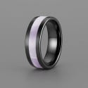 Black Ceramic Wedding Ring with Mother-of-Pearl Inlay