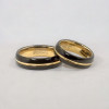 Black Golden Tungsten Carbide Grooved Wedding Band Ring