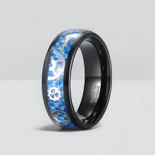 Customizable carbon fiber tungsten cog men's ring