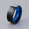 Bague homme anneau carbure tungstene noir bleu personnalisable