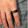 Bague homme anneau carbure tungstene noir bleu personnalisable
