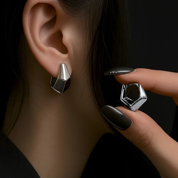 Boucles d'Oreilles Créoles Carrées Argent 925 Design Géométrique