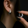 Boucles d'Oreilles Créoles Carrées Argent 925 Design Géométrique