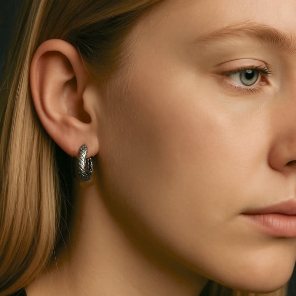 Boucles d'oreille argent créoles serpent