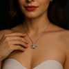 Pendentif argent boule noeud zirconium