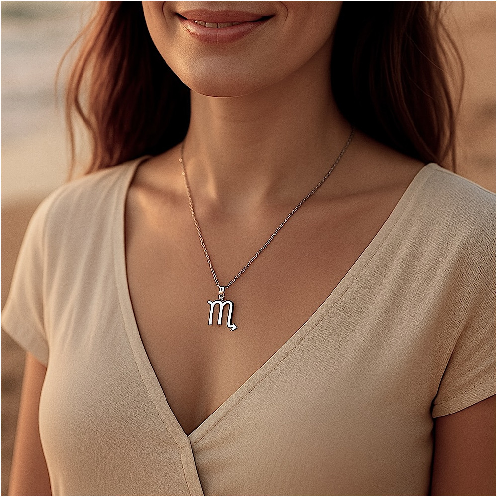 Pendentif Médaille Signe Zodiaque SCORPION Argent Massif 925/1000