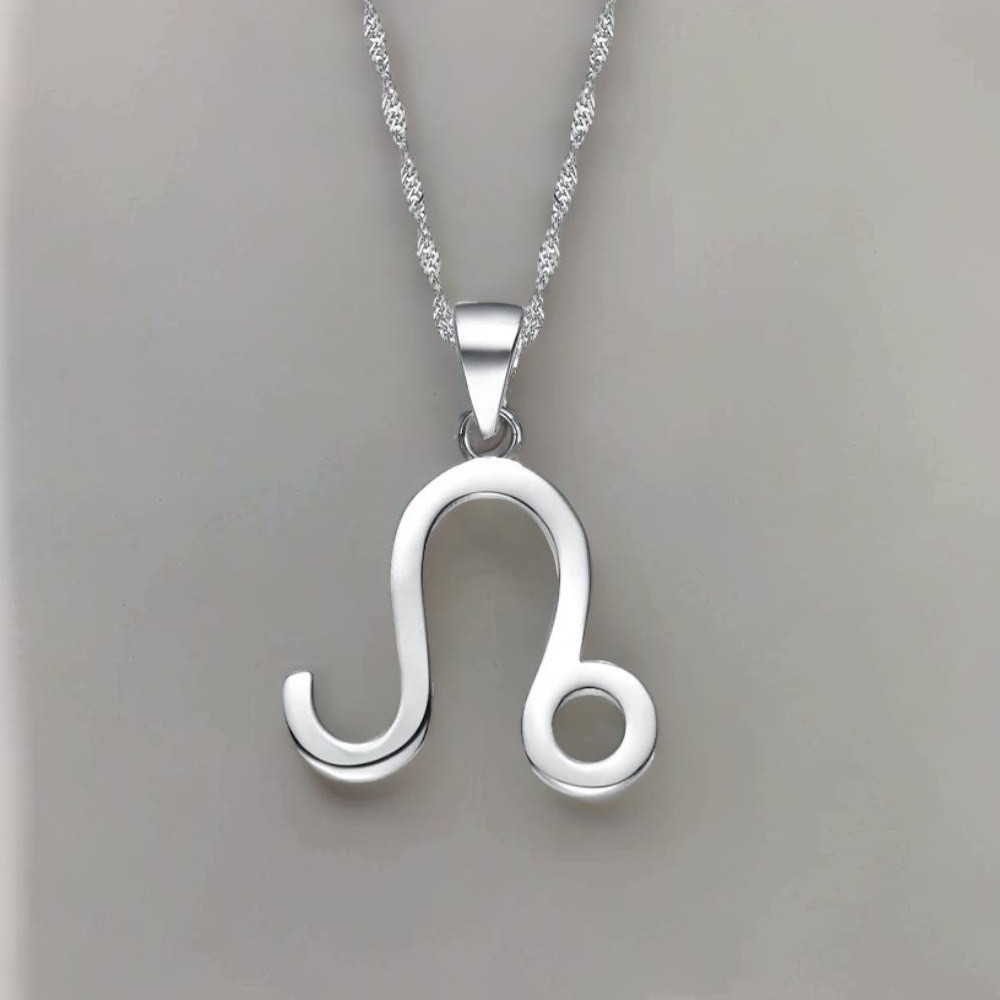 Collar de plata con colgante del zodiaco Leo para hombre