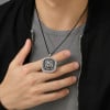 Pendentif homme argent plaque tete de tigre (Dupliqué)