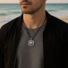 Pendentif homme argent plaque tete de tigre (Dupliqué)
