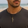 Pendentif argent homme baton Asclepios serpent