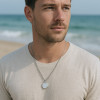 Pendentif personnalise homme collier Acier rond ecrin secret a graver personnaliser