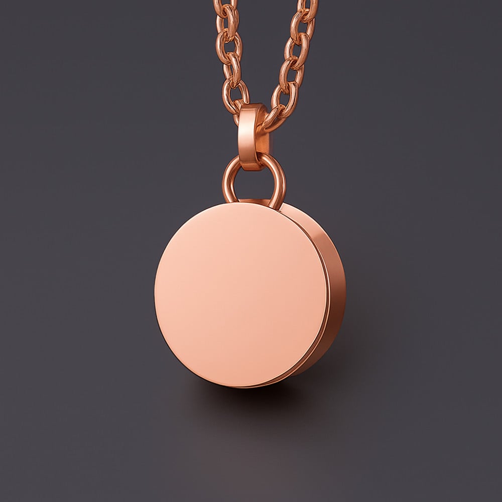 Pendentif personnalise homme collier Acier rond ecrin secret a graver personnaliser