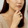 Bague ceramique noire femme multi-facette ligne zirconium