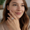 Bague ceramique blanche ligne sablée
