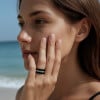 Bague femme ceramique anneau plat bande zirconium