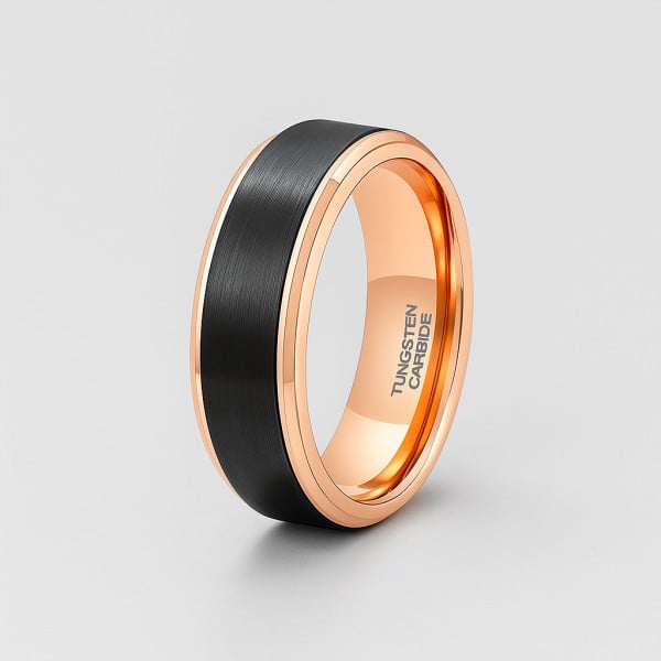 Bague personnalisee homme anneau tungstene noir brosse