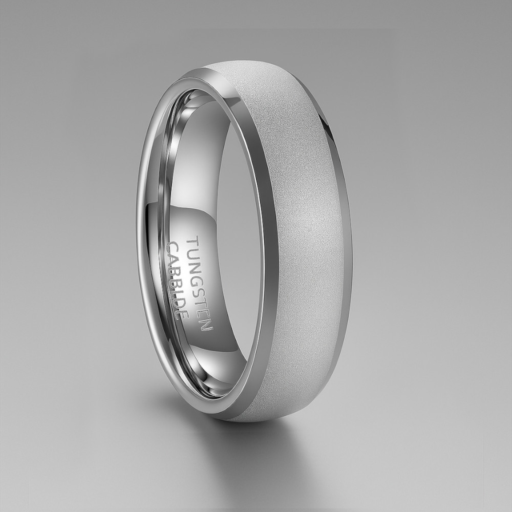 Bague mariage personnalisable Tungstene aspect sable