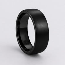 Personalized matte black brushed tungsten alliance ring