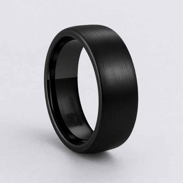 Bague personnalisee alliance tungstene noir mat brosse