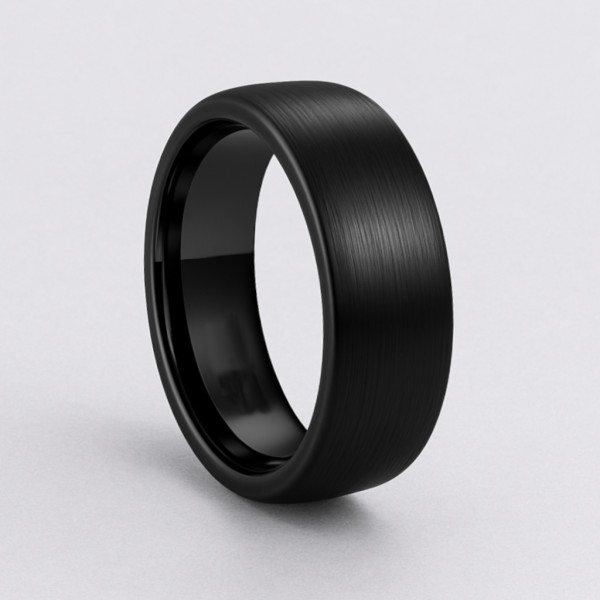 Bague personnalisee alliance tungstene noir mat brosse