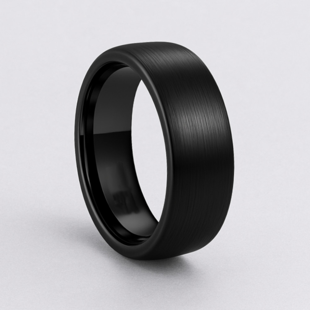 Bague personnalisee alliance tungstene noir mat brosse