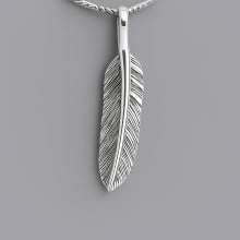 Pendentif plume argent 925 homme femme