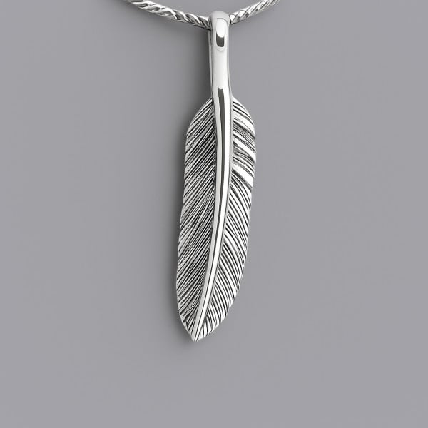 Colgante de plumas de plata 925 para hombre y mujer.