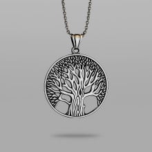 Pendentif argent 925 rond arbre de vie medaillon celtique