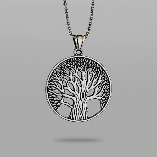 Pendentif argent 925 rond arbre de vie medaillon celtique
