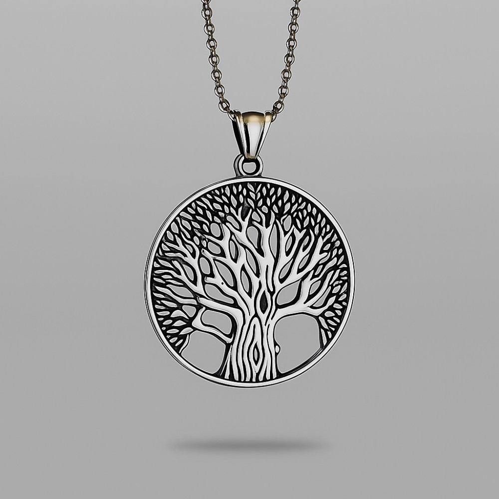 Pendentif argent 925 rond arbre de vie medaillon celtique