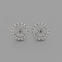 Boucles d'oreilles clous rouage argent